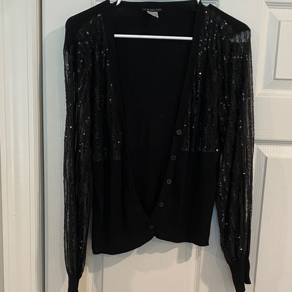 Black Sequin Cardigan